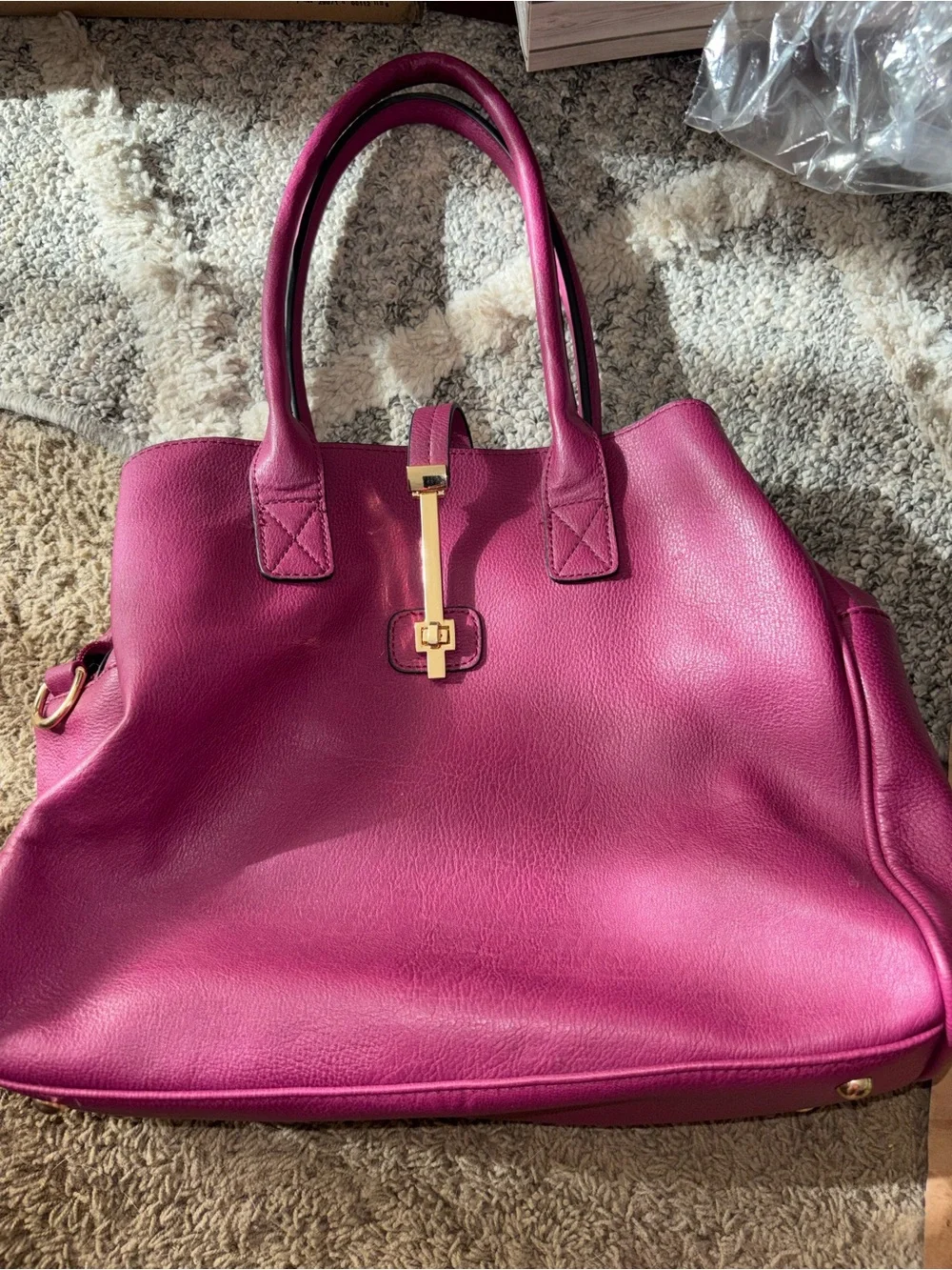Target Fuchsia Shoulder Tote with Gold Accent